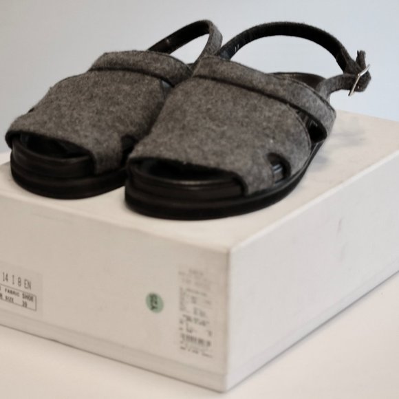 $450 39 9 Women's LUXURY ENFOLD Gray JAPAN wool LEATHER sandals flats shoes mint - Picture 2 of 13